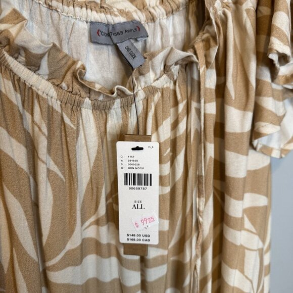 Anthropologie Conditions Apply Palm Leaf Off Shoulder Maxi Dress One Size NEW - Picture 7 of 9